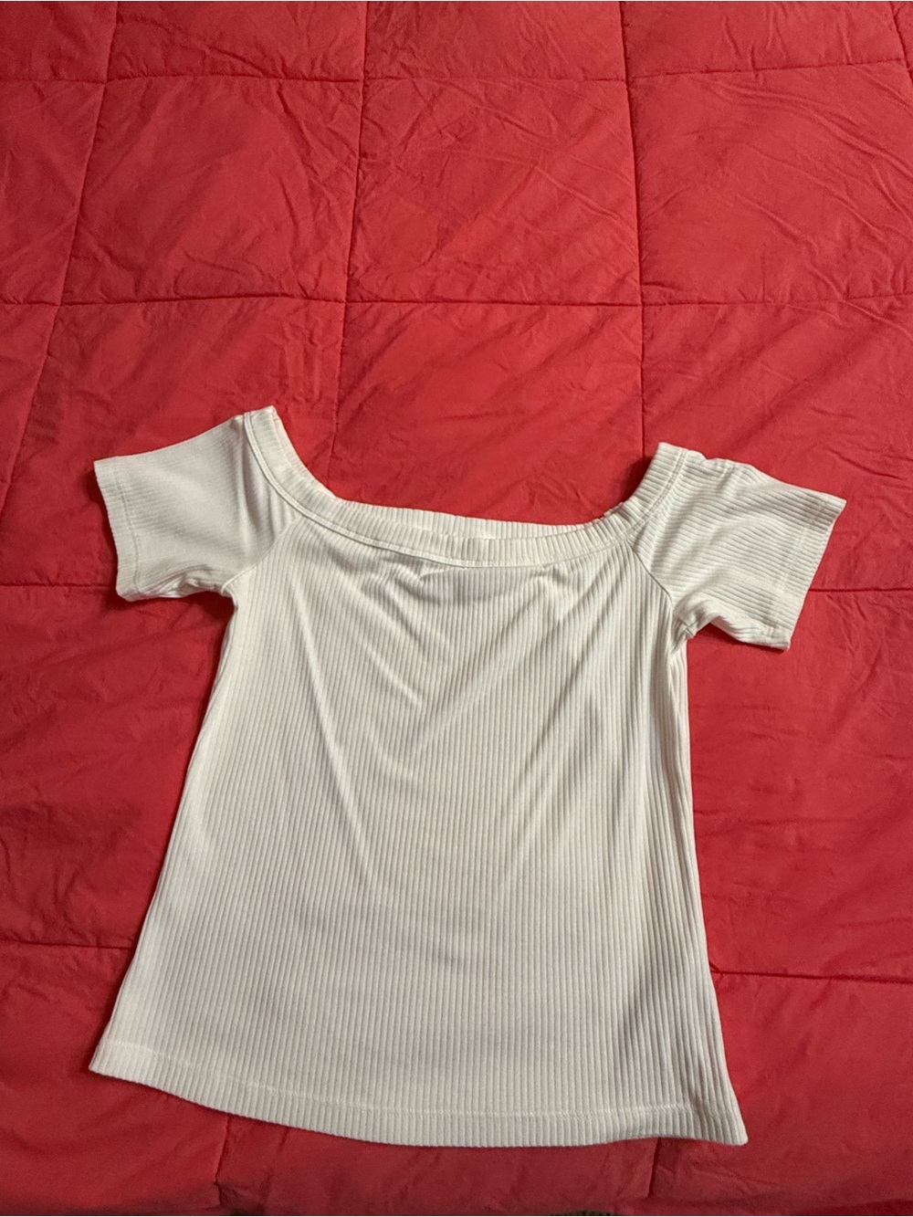 Old Navy Off-Shoulder Ribbed Top in White